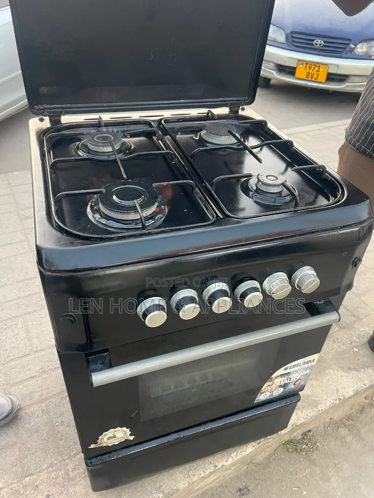 Cooker Color Black Plate 4 Zote Gas Pia Zote Umeme Oven Pia