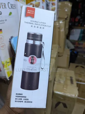 Double Layer Thermal Insulation Cup | Vacuum Flask With Carrying Strap