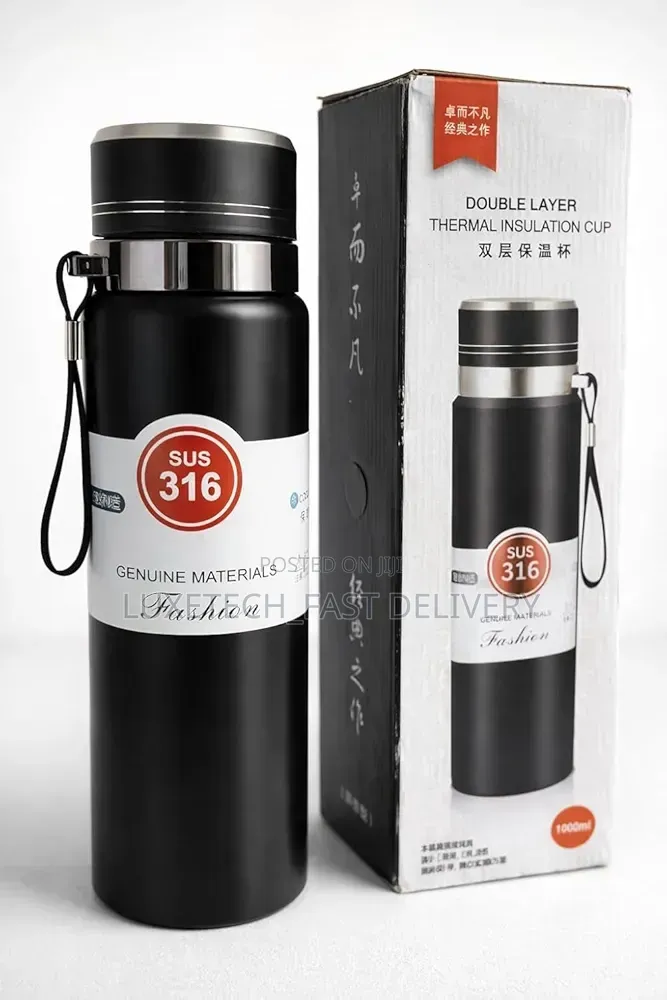 Double Layer Thermal Insulation Cup | Vacuum Flask With Carrying Strap