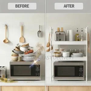 Multi-Tier Microwave Storage Rack | Kitchen Organizer Shelf