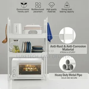 Multi-Tier Microwave Storage Rack | Kitchen Organizer Shelf