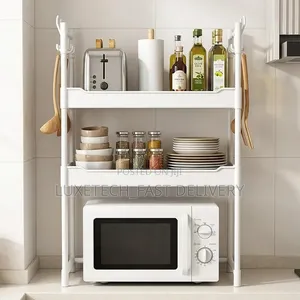 Multi-Tier Microwave Storage Rack | Kitchen Organizer Shelf