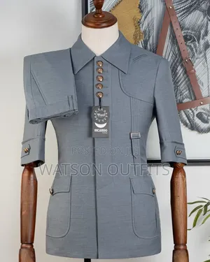 4 Colours Ricardo Martinez Brand Men's Safari Suits or Kaunda Suti