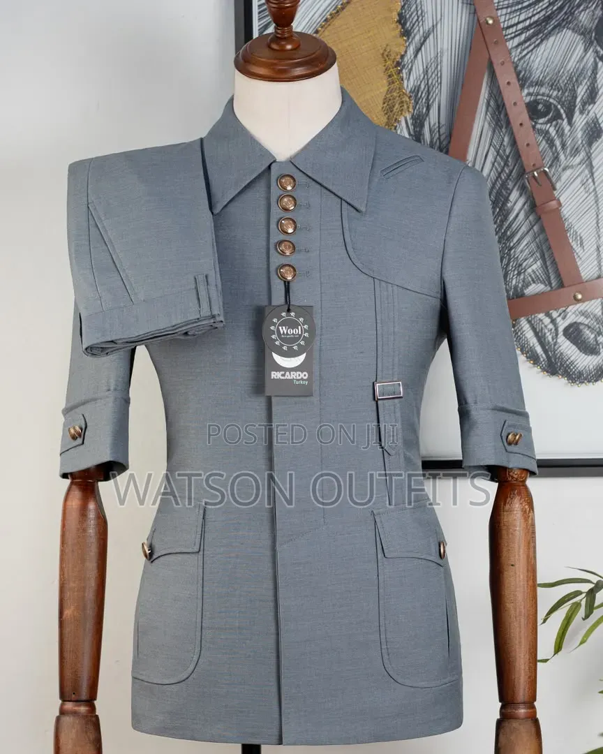 4 Colours Ricardo Martinez Brand Men's Safari Suits or Kaunda Suti