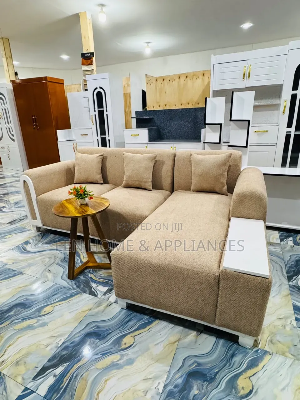 Sofa L Shape Color Brown