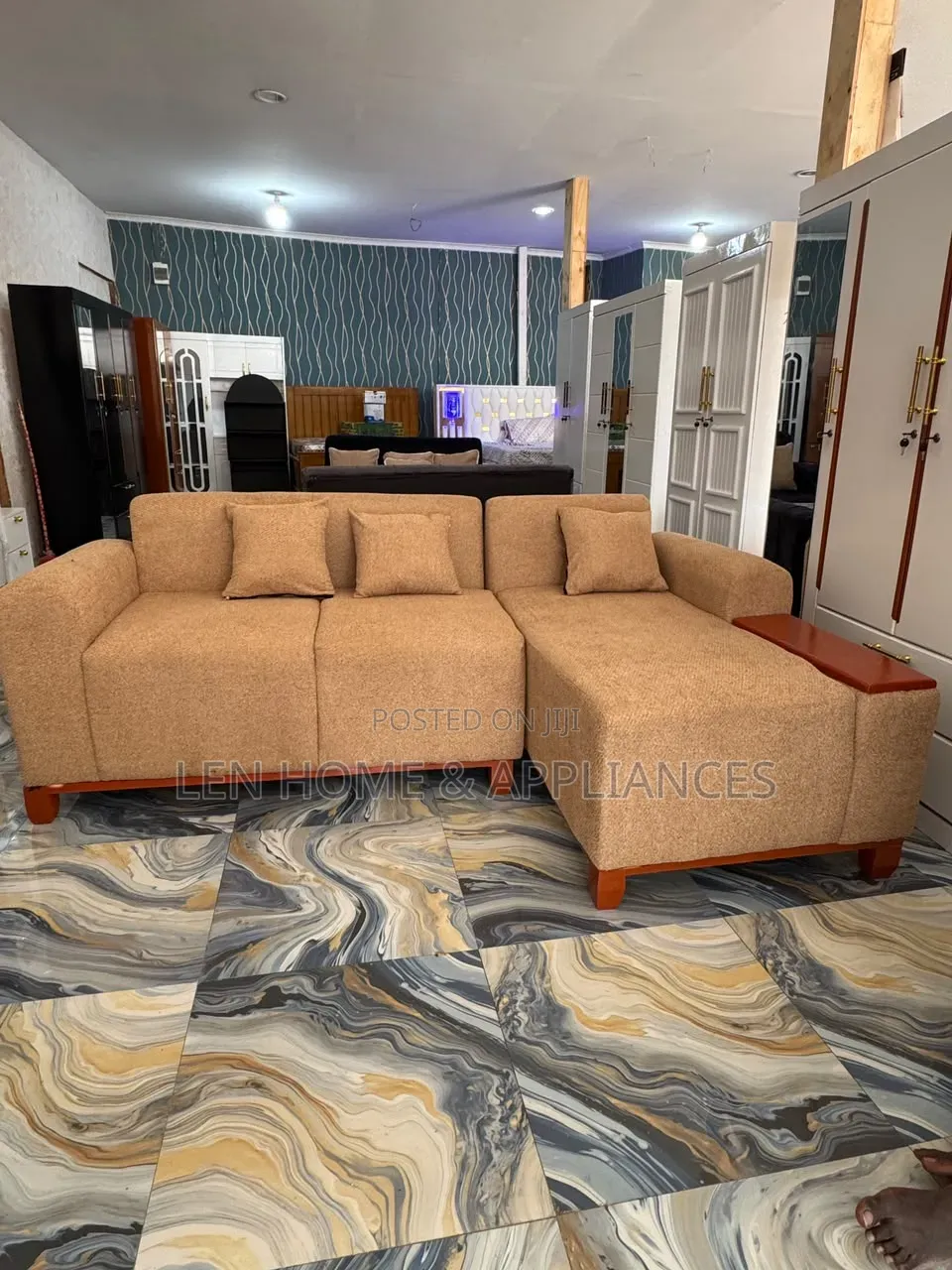 Sofa L Shape Luxury Color Brown