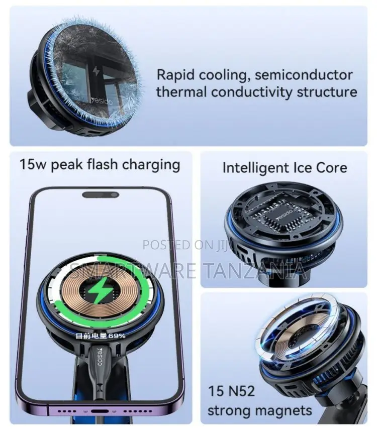 Yesido Wireless Fast Charger With Semiconductor Cooling, 15W Output