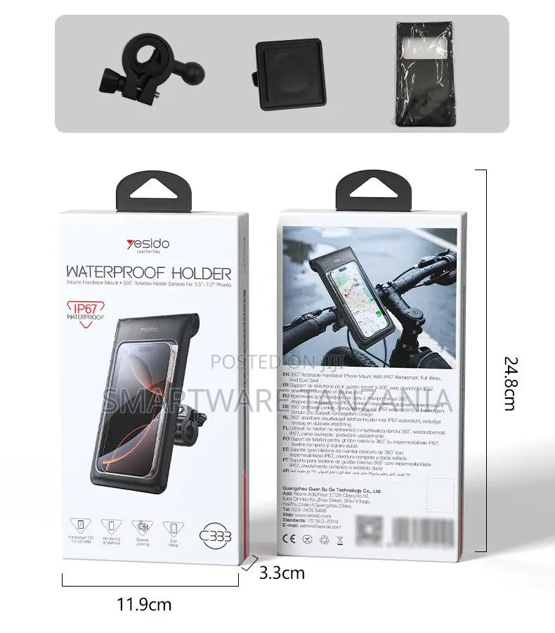 Yesido Waterproof Bicycle Phone Holder Mount With 360-Degree Rotation