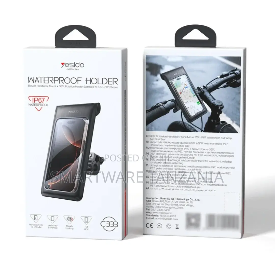 Yesido Waterproof Bicycle Phone Holder Mount With 360-Degree Rotation