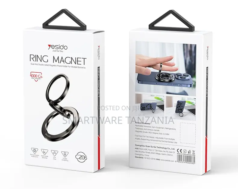 Yesido Ring Magnet Dual Axis Double-Sided Magnetic Phone Holder 4000Gs