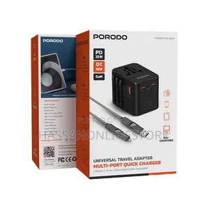 Porodo GaN Universal Travel Multi-Port Quick Charger – Black