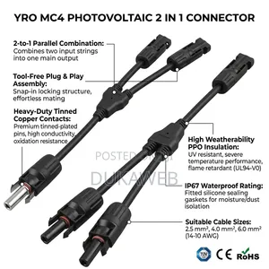 2-in-1 MC4 Solar PV Parallel Connector