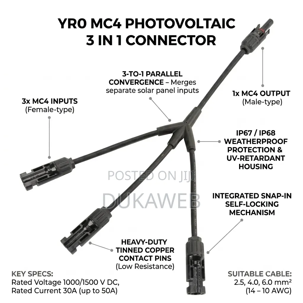 YRO MC4 Photovoltaic 3-in-1 Connector