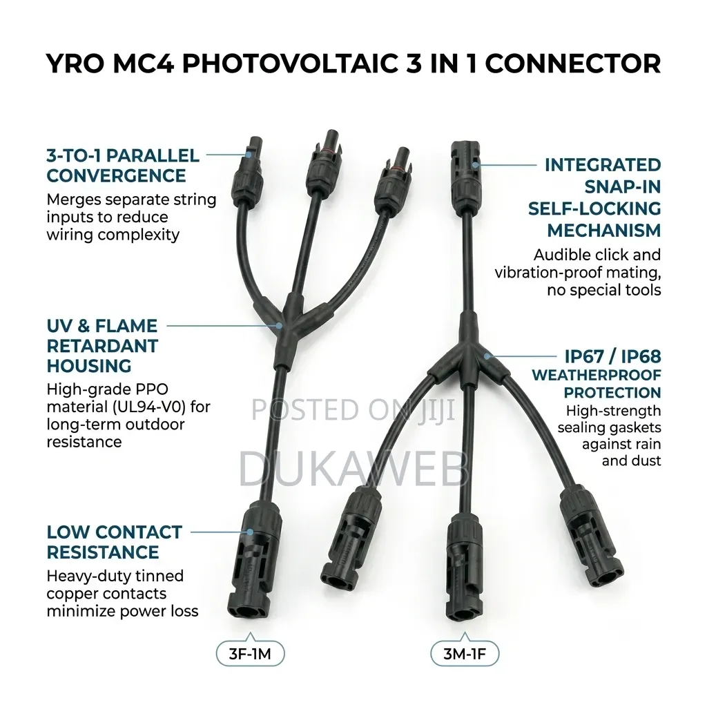 YRO MC4 Photovoltaic 3-in-1 Connector