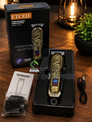 Etceo Professional Hair Clipper With Dragon Design Mashine Ya Kunyolea