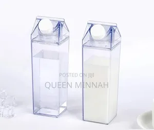 Clear Plastic Milk Carton Water Bottle / Juice Container