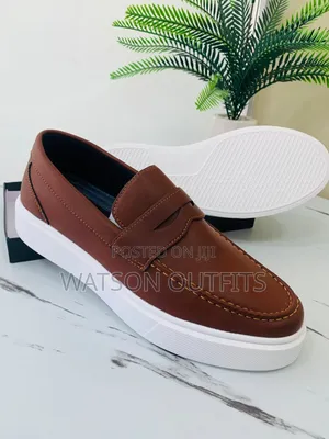 2 Colours Rust Orange and Blue Zara Brand Men's Leather Loafer Shoes