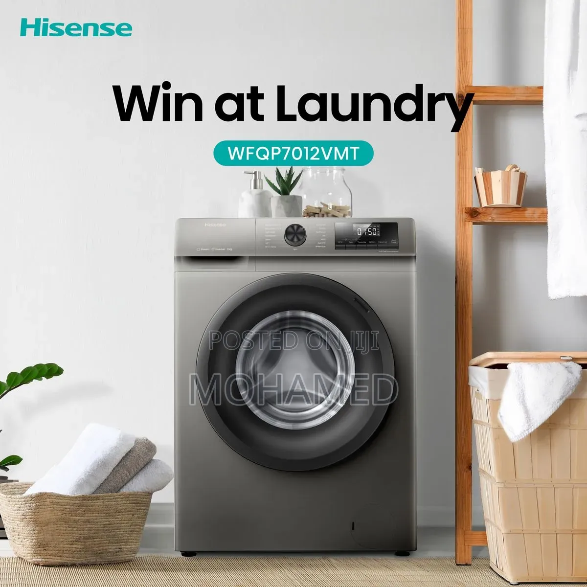 Hisense 7Kg Front Loader Washing Machine With Inverter-Wfqp7012vmt