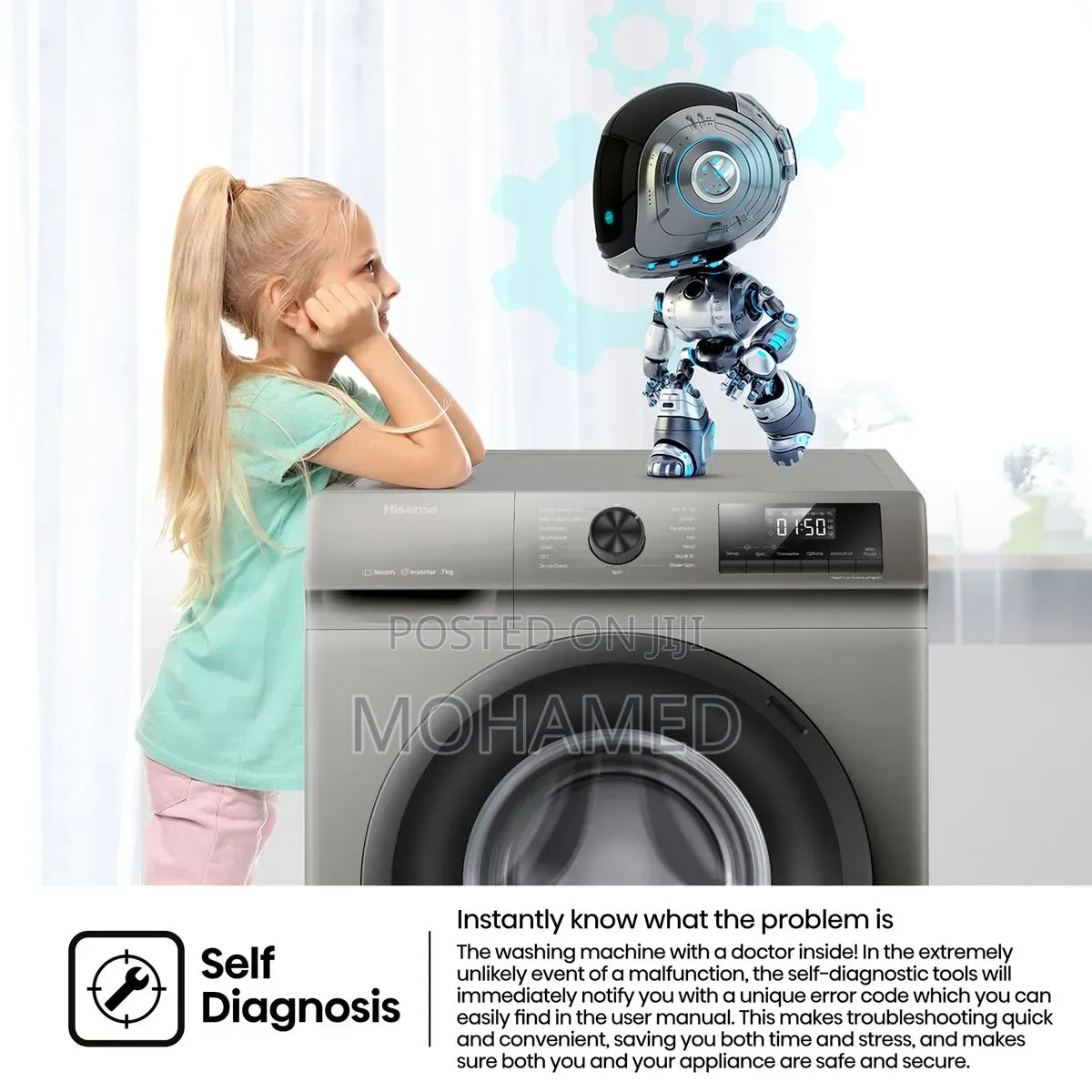 Hisense 7Kg Front Loader Washing Machine With Inverter-Wfqp7012vmt