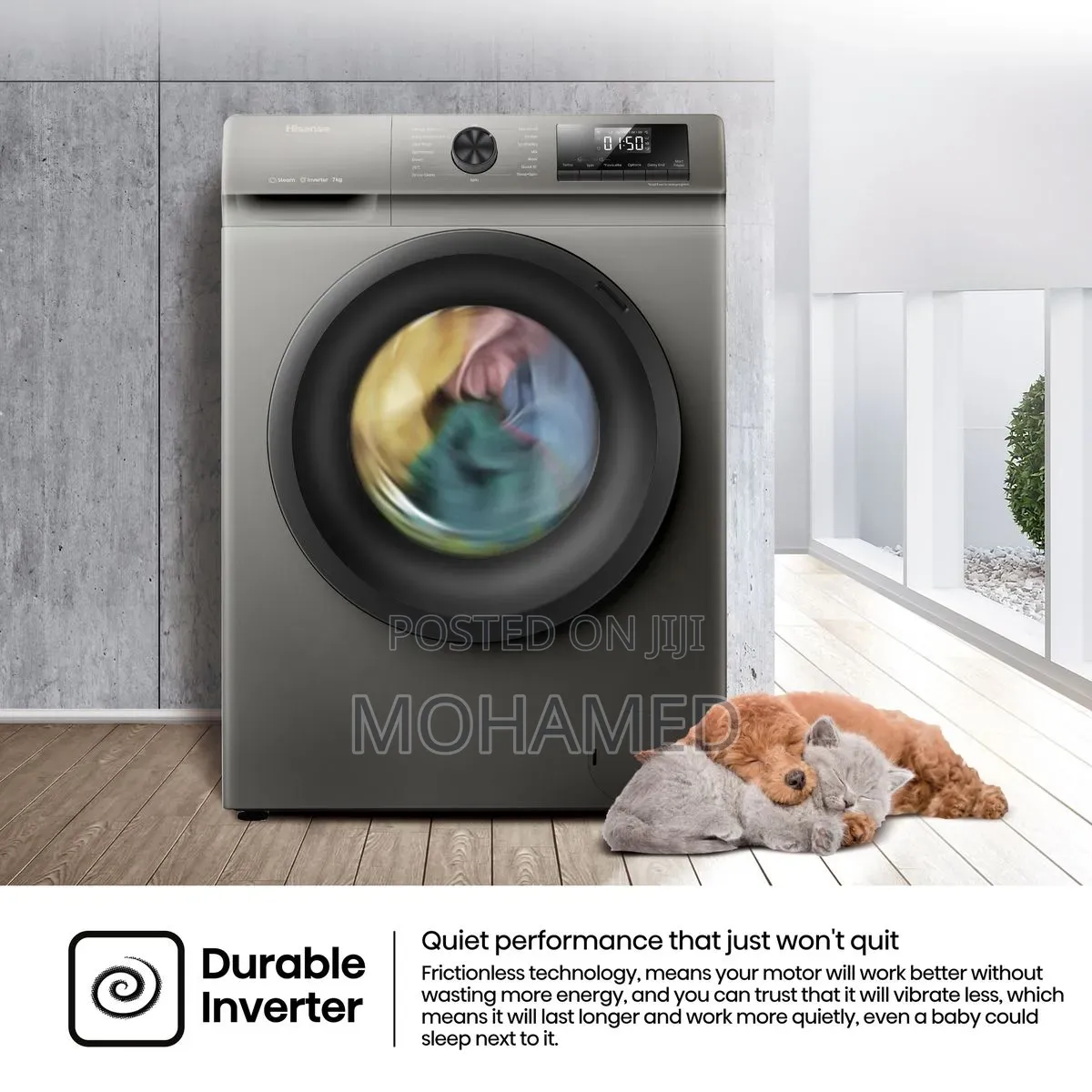 Hisense 7Kg Front Loader Washing Machine With Inverter-Wfqp7012vmt