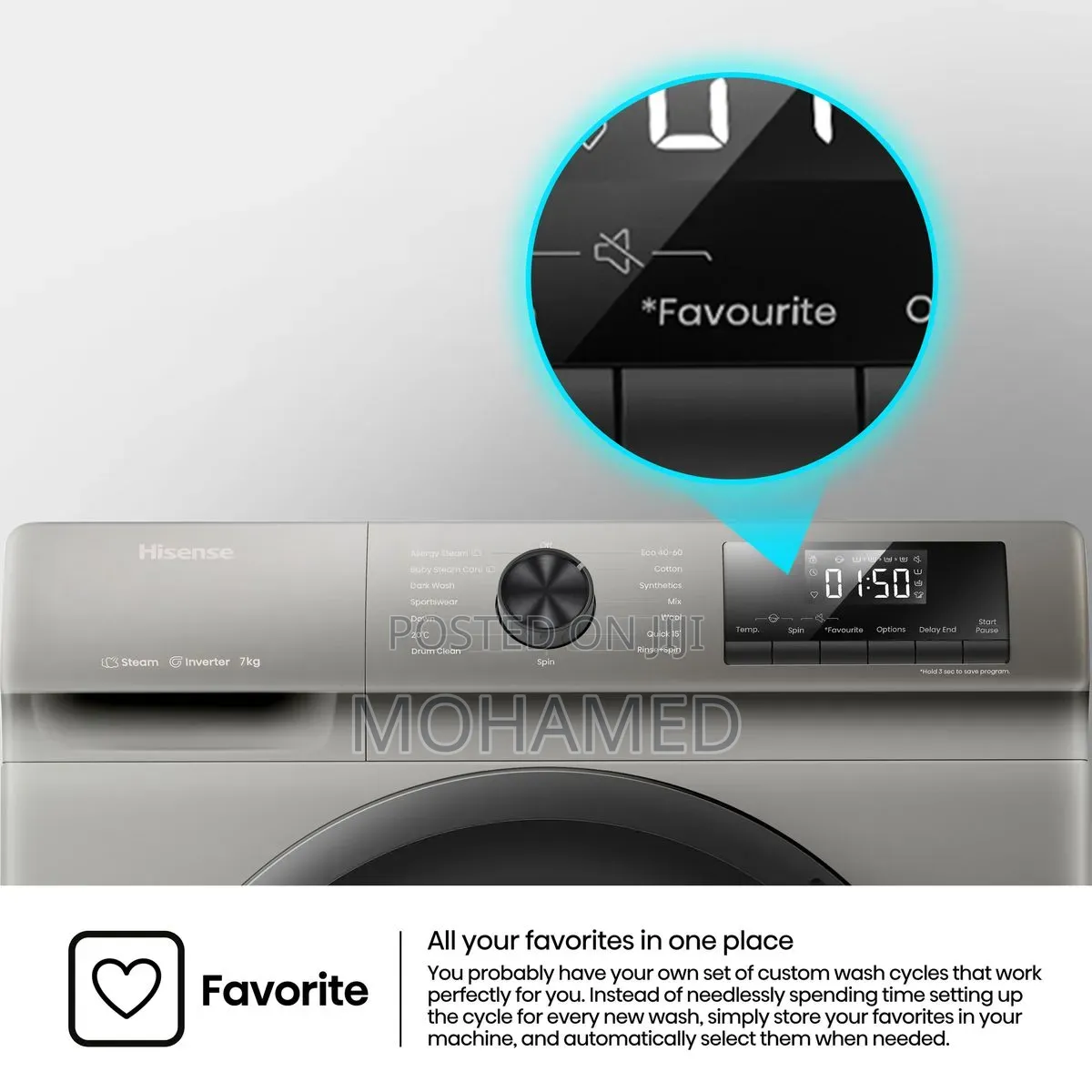 Hisense 7Kg Front Loader Washing Machine With Inverter-Wfqp7012vmt
