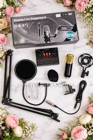Professional Condenser Microphone Kit, Adjustable Arm V8 Sound Card