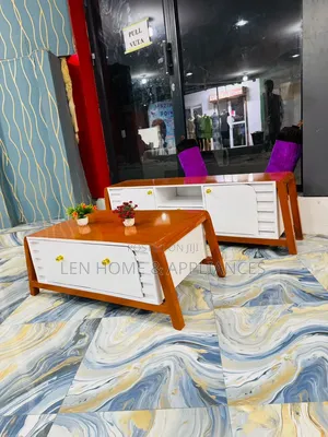 Coffee Table and Showcase Color White and Brown