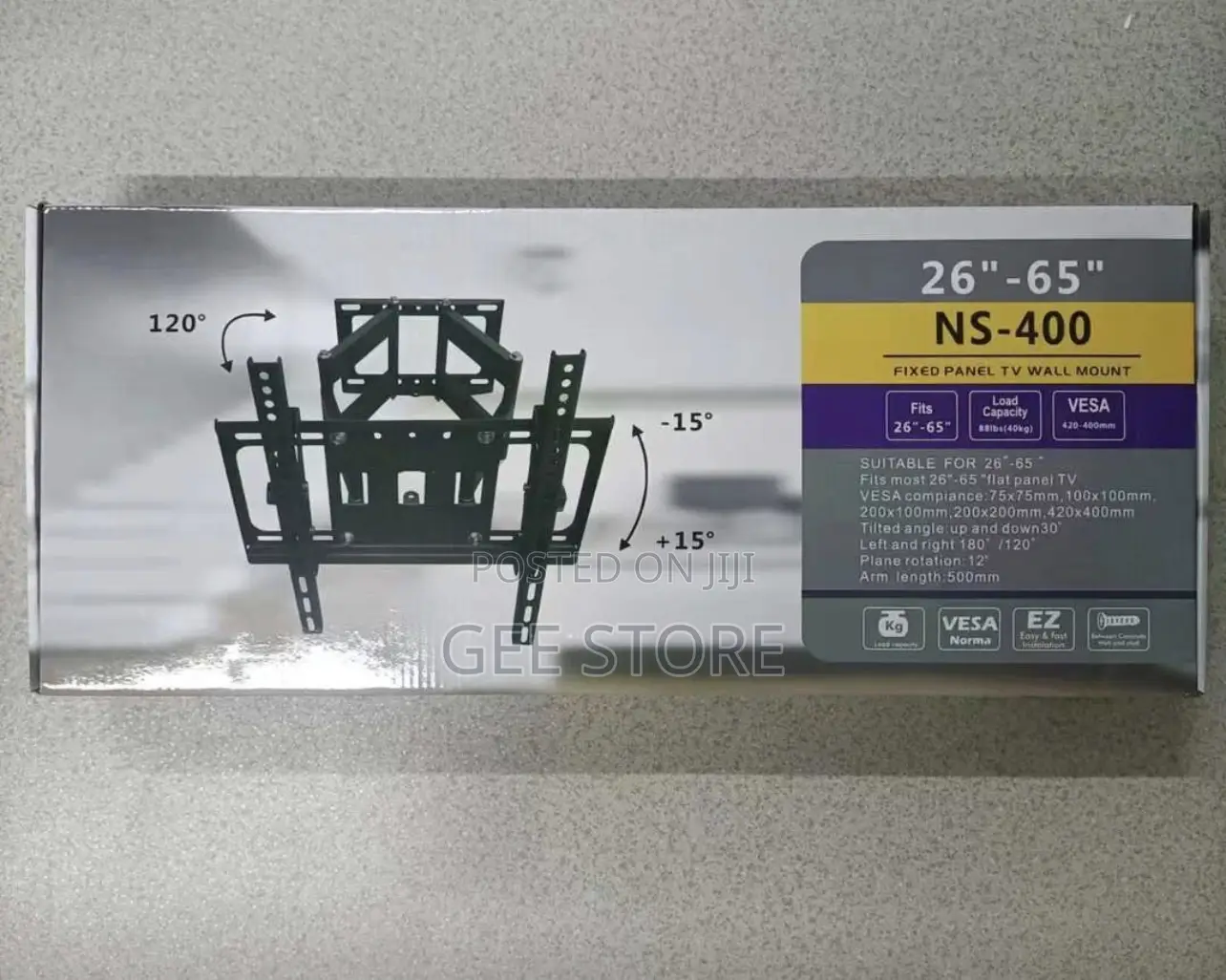 NS-400 TV Wall Mount Designed for Screens Between 26 and 65 Inches