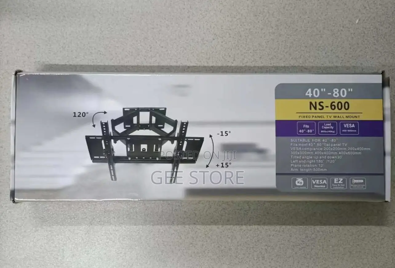NS-600 Full Motion TV Wall Mount Brackefor Screens 40-80 Inches.
