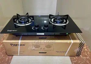 Pinetech PT-B1002 2-Burner Tempered Glass Gas Hob.