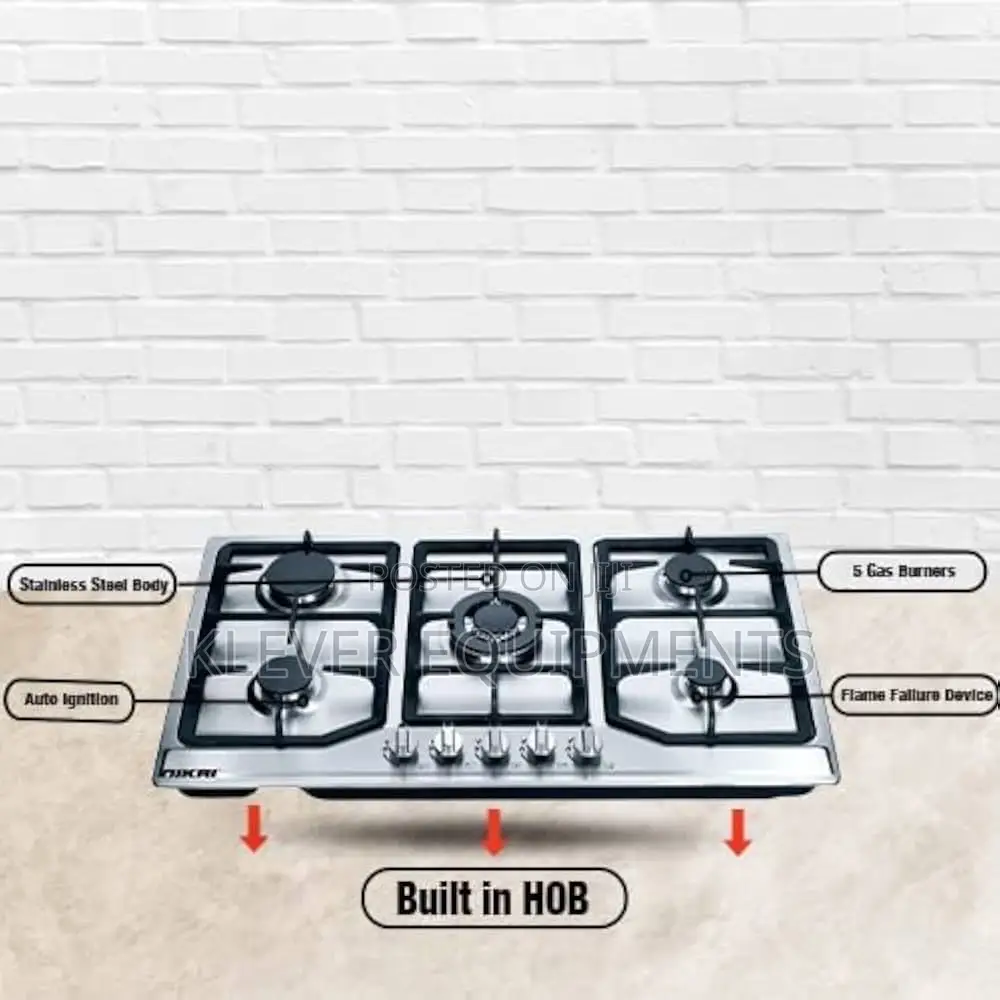 NIKAI 5 Burner Stainless Steel Gas Cooker