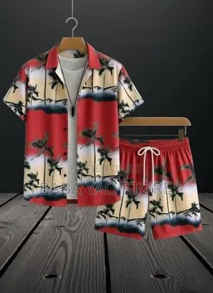 Men's Streetwear Short-Sleeved Shirts and Short Pant Suits Solid Color