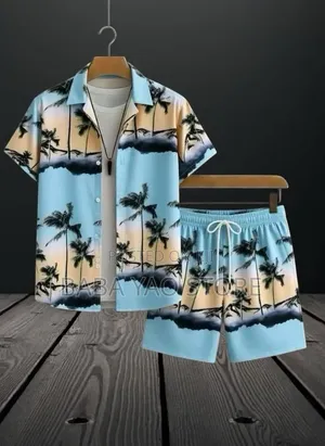 Men's Streetwear Short-Sleeved Shirts and Short Pant Suits Solid Color
