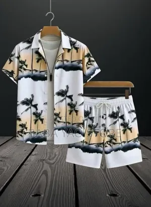 Men's Streetwear Short-Sleeved Shirts and Short Pant Suits Solid Color
