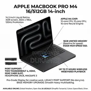 New Laptop Apple MacBook Pro 2024 M4 16GB Apple M4 SSD 512GB