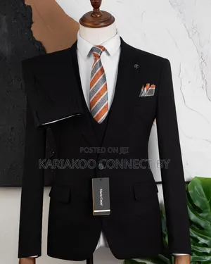 Men’s Slim Fit 3-Piece Black Suit Set