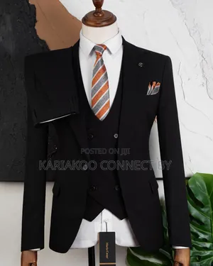 Men’s Slim Fit 3-Piece Black Suit Set