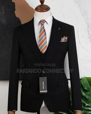Men’s Slim Fit 3-Piece Black Suit Set