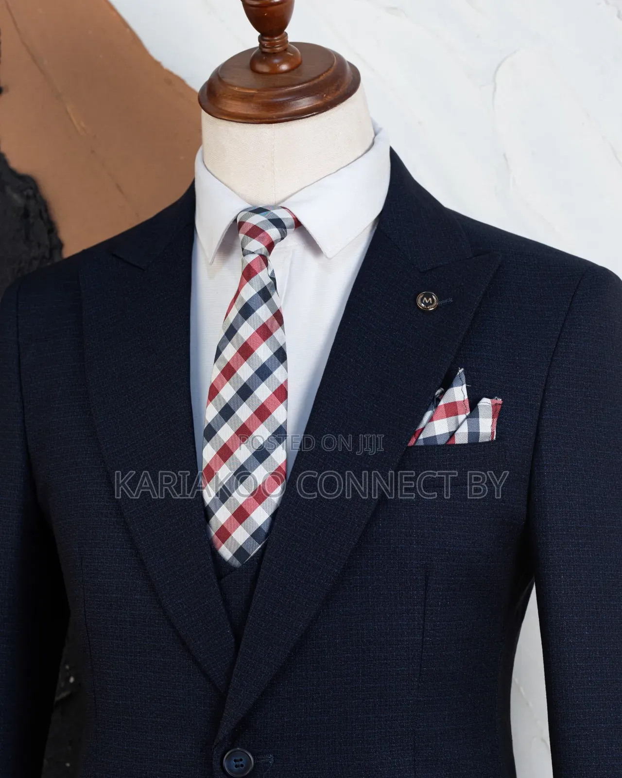 ​Men’s Slim Fit 3-Piece Navy Blue Suit Set