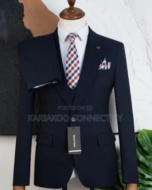 ​Men’s Slim Fit 3-Piece Navy Blue Suit Set