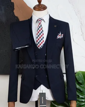 ​Men’s Slim Fit 3-Piece Navy Blue Suit Set