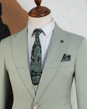 Men’s Slim Fit 3-Piece Mint Green Suit Set