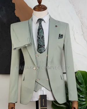 Men’s Slim Fit 3-Piece Mint Green Suit Set