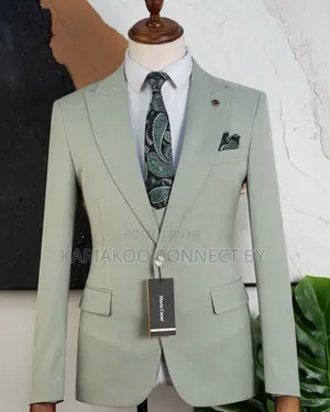 Men’s Slim Fit 3-Piece Mint Green Suit Set
