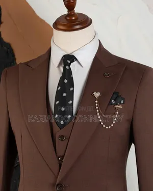Men’s Slim Fit 3-Piece Chocolate Brown Suit Set