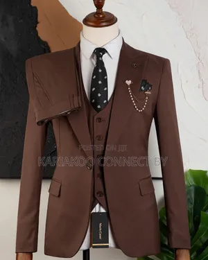 Men’s Slim Fit 3-Piece Chocolate Brown Suit Set