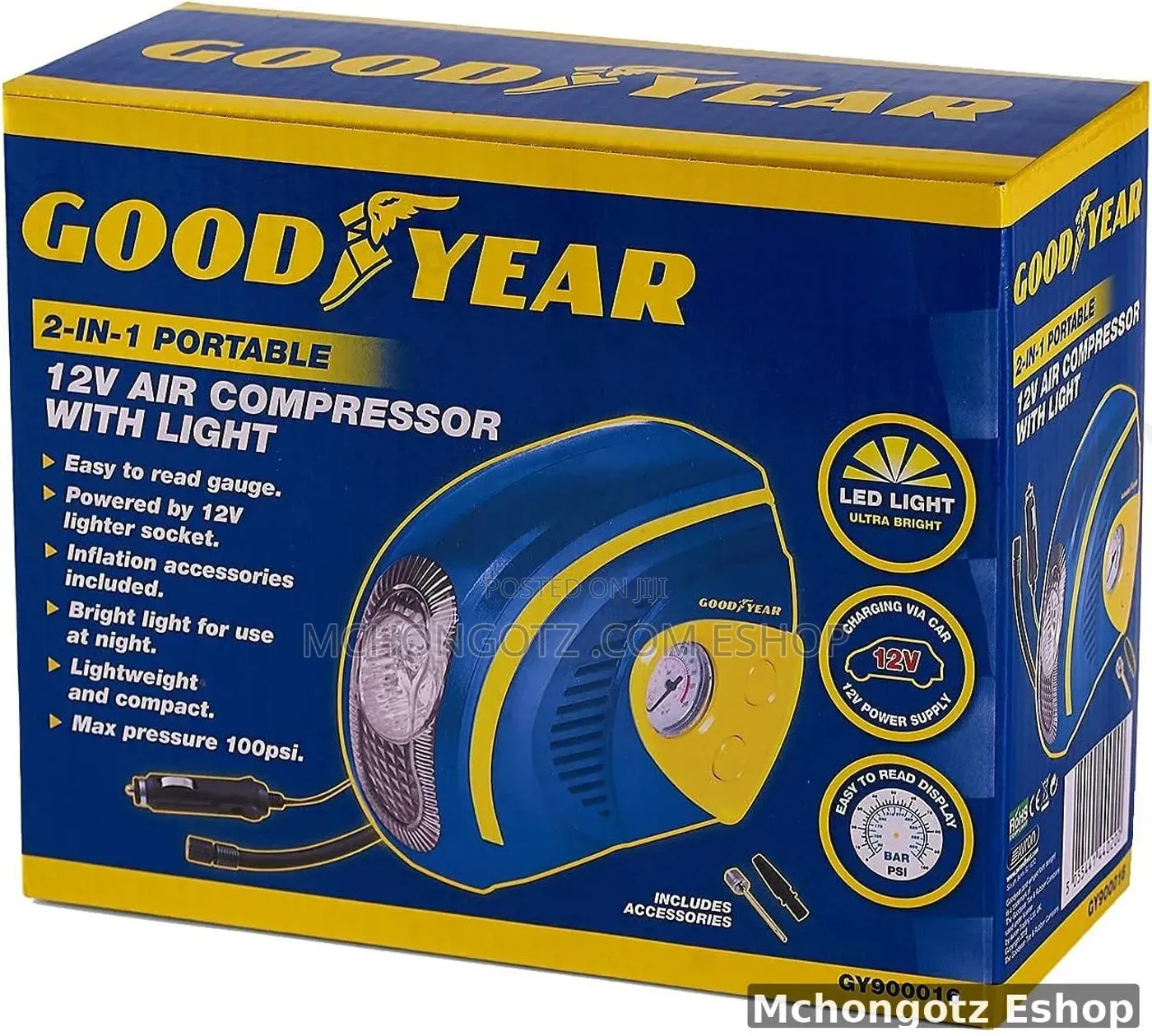 12v Air Compressor With Ligth | Goodyear 12v Car Tyre Inflator