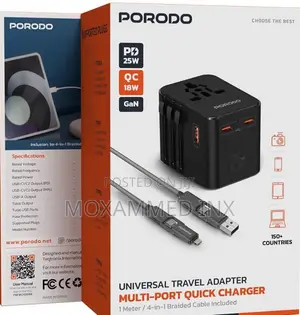 PDFWCH065BK Porodo Universal Travel Adapter