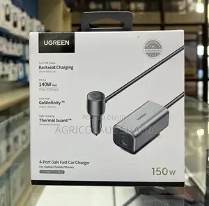 UGREEN 150W 4-Port GaN Fast Car Charger With Backseat Extension Cable