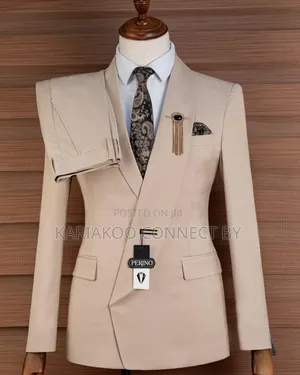 Men's Premium Cream 3-Piece Slim Fit Suit